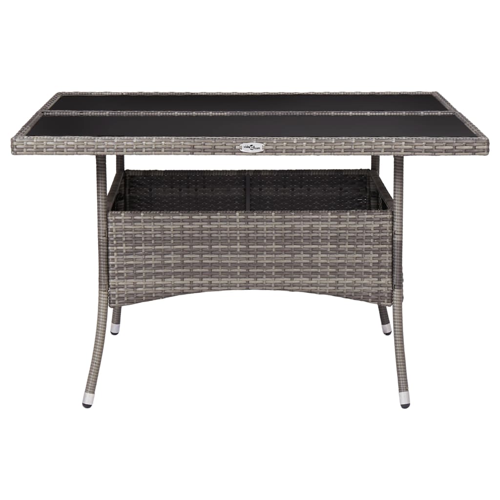 Garten-Esstisch Grau Poly Rattan und Glas